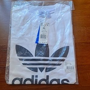 Adidas Womens XL, WHITE and BLACK TREFOIL TEE